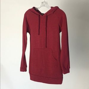 Maroon Sweater Dress with large hood